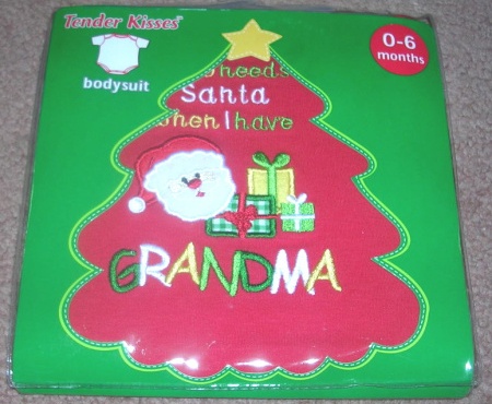 (image for) Onepiece Bodysuit Creeper Who Needs Santa Grandma 0-6 Months - Click Image to Close